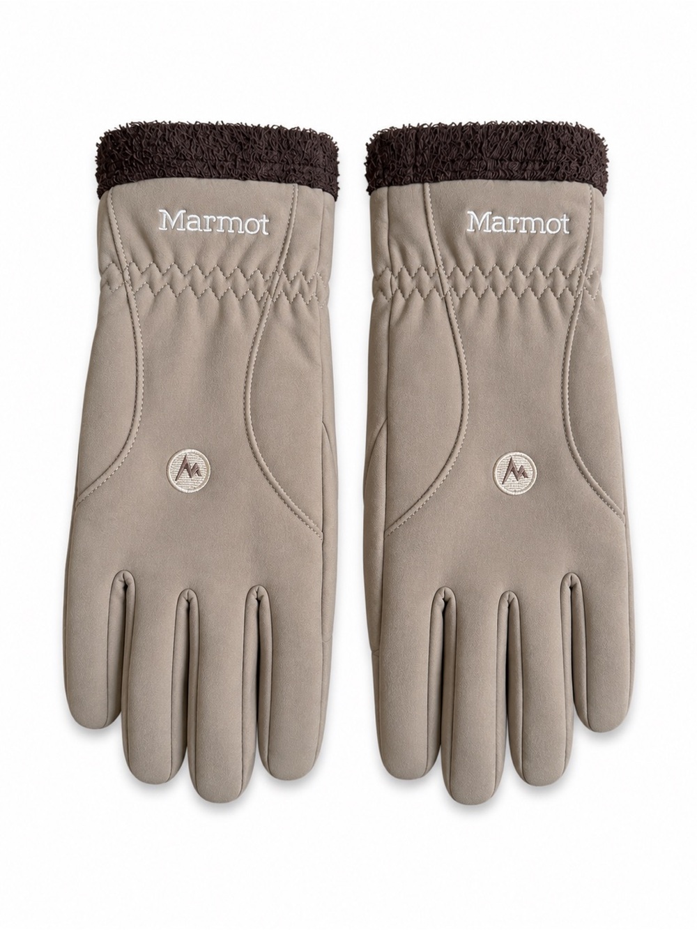 Marmot Fleece Lined Insulated Winter Gloves Taupe Brown Size Medium